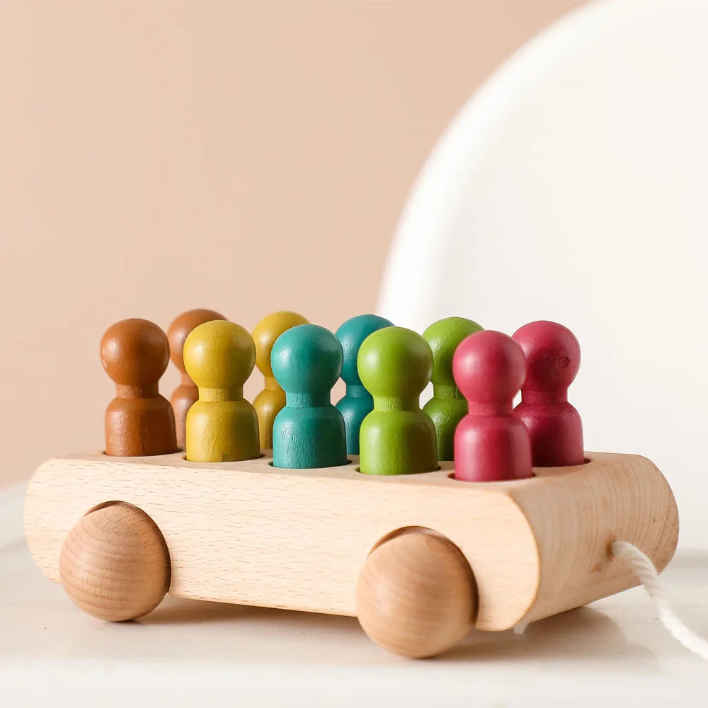 Wood Colorful Beech Trolley Toys