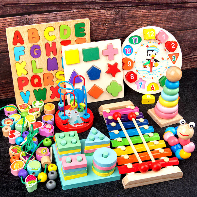 Wooden Montessori Educational Toys for 1,2,3 Year Old Children