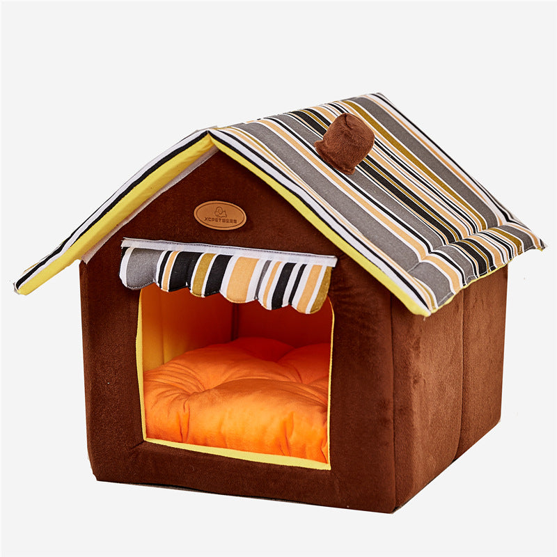 Soft Indoor Pet Dog House & Removable Cover Mat