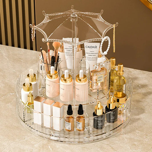 large capacity rotatable skincare product storage rack