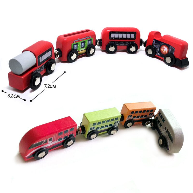 4pcs Wooden train magnetic link can be connected to wooden train set track toy