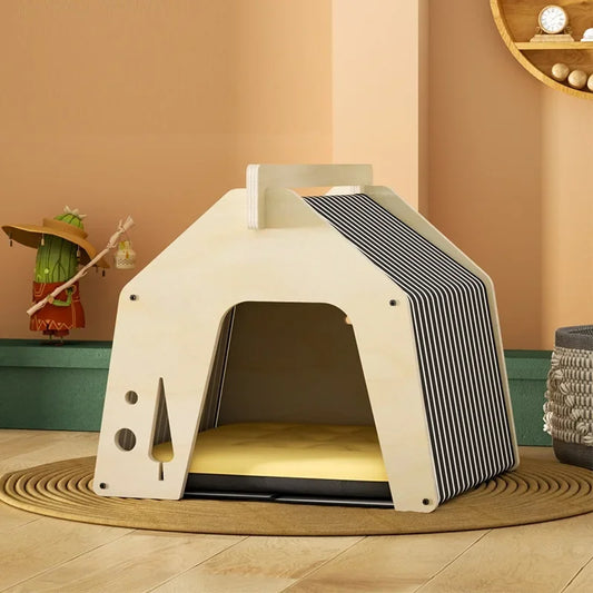 CozyPaws Haven: Handcrafted Wooden Retreat for Small Animals