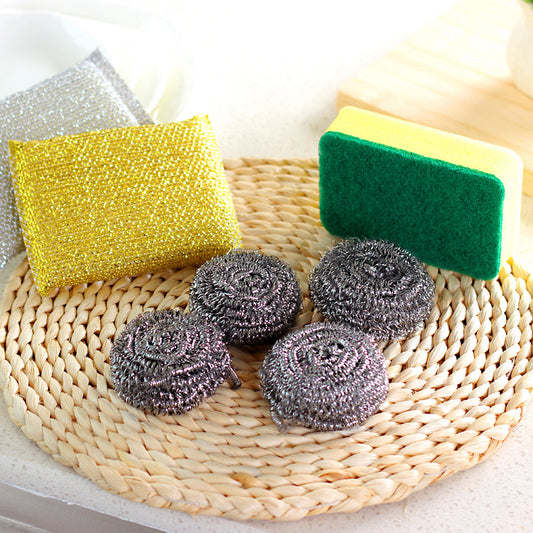 Two-Piece Kitchen Wire Cleaning Ball Nano Sponge Wipe Set