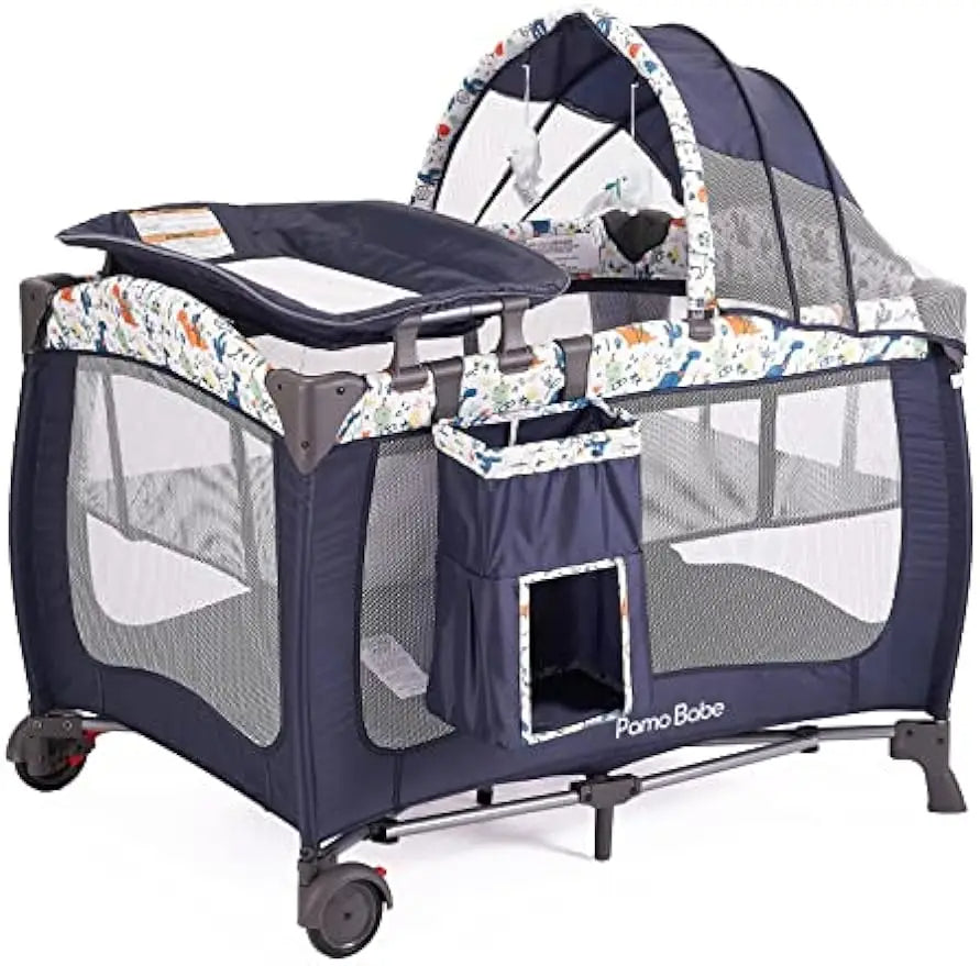 Portable Baby Nursery Center Play Yard with Wheels