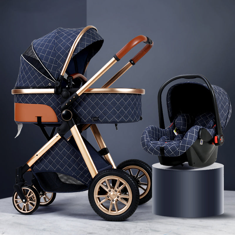 Luxury Baby Stroller with 3 in 1 High Landscape Baby Cart Can Sit