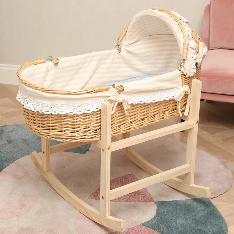 New Upgrade Wooden Portable Baby Cradle Bed