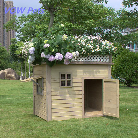 Pets Solid Wood Dog House in big Dog Kennel at Indoor And Outdoor