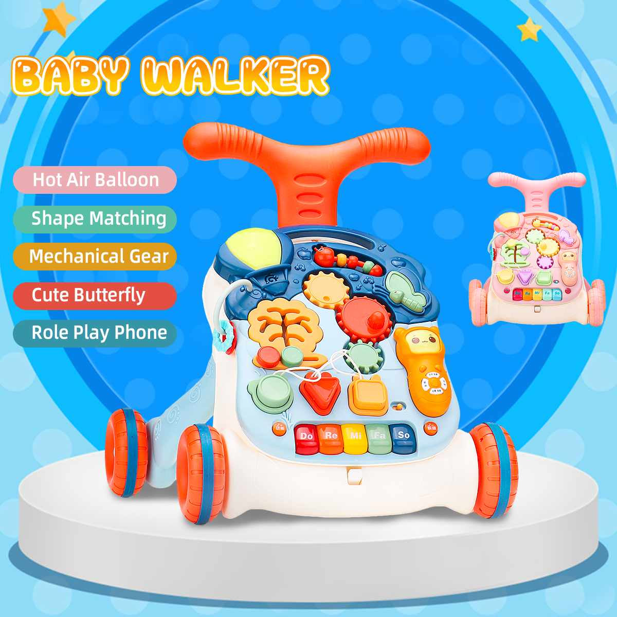 Multifunction Baby Walker Sit-To-Stand