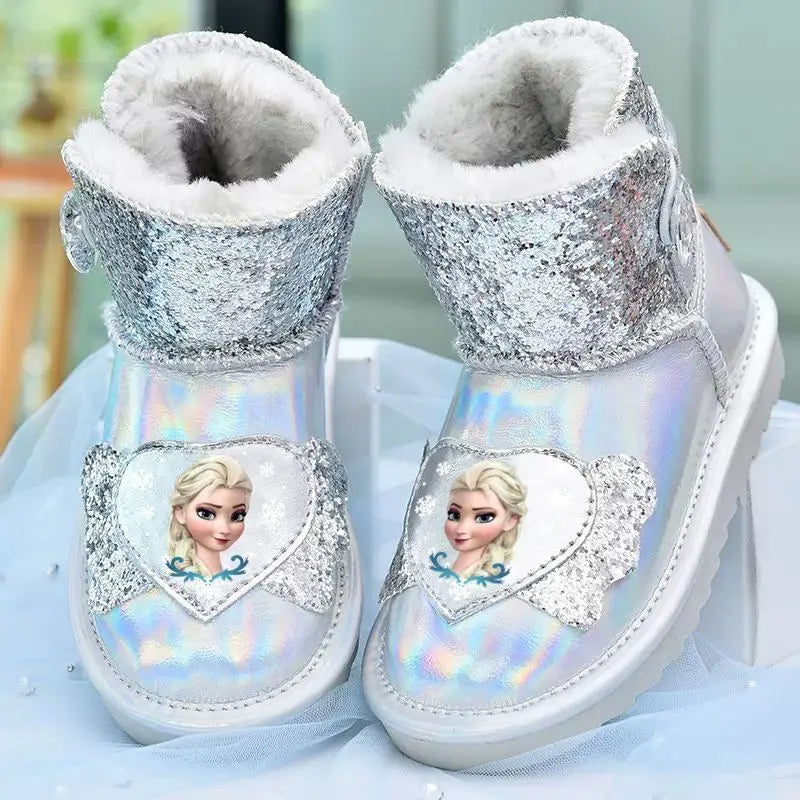 Genuine Leather Waterproof Disney Girls' Snow Boots