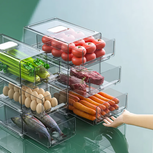 Drawer Type Refrigerator Storage Box Stackable Fridge Organizer