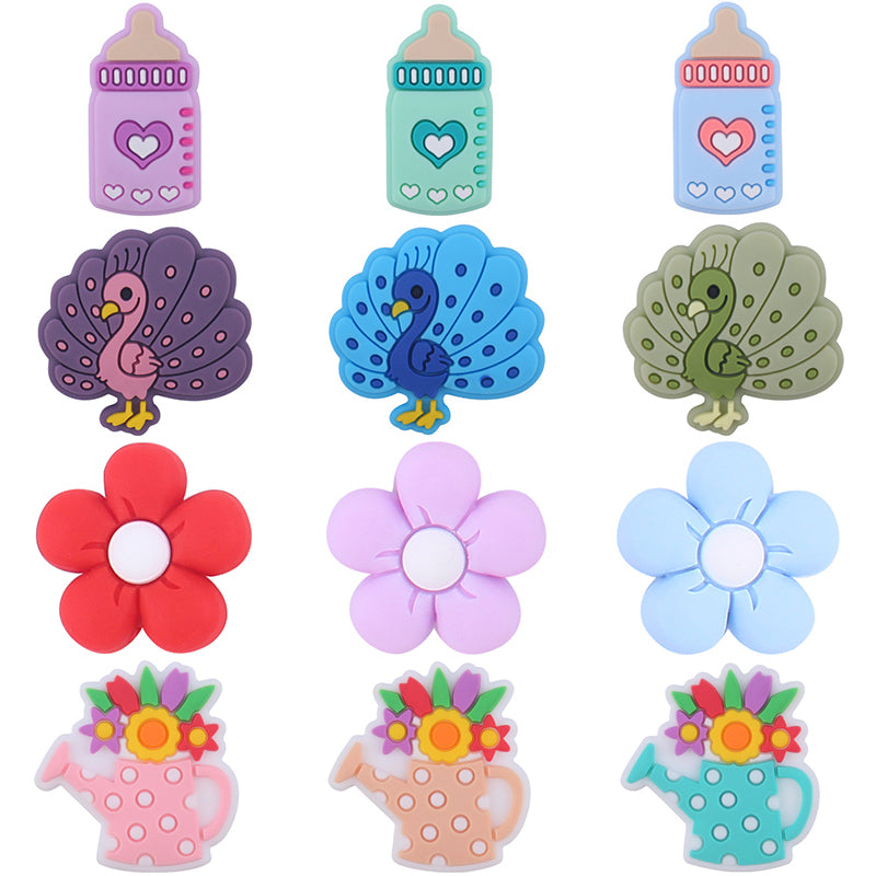 Silicone Baby Chew Beads Cartoon Flower Bottle Animal Bead