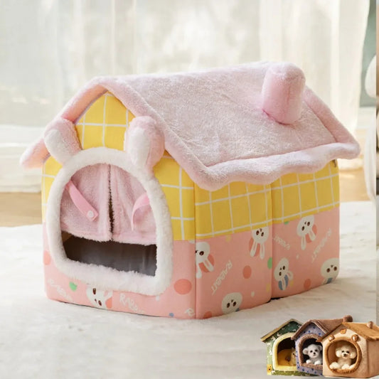 Fully Enclosed Warm Cat Sleeping Folding Dog House