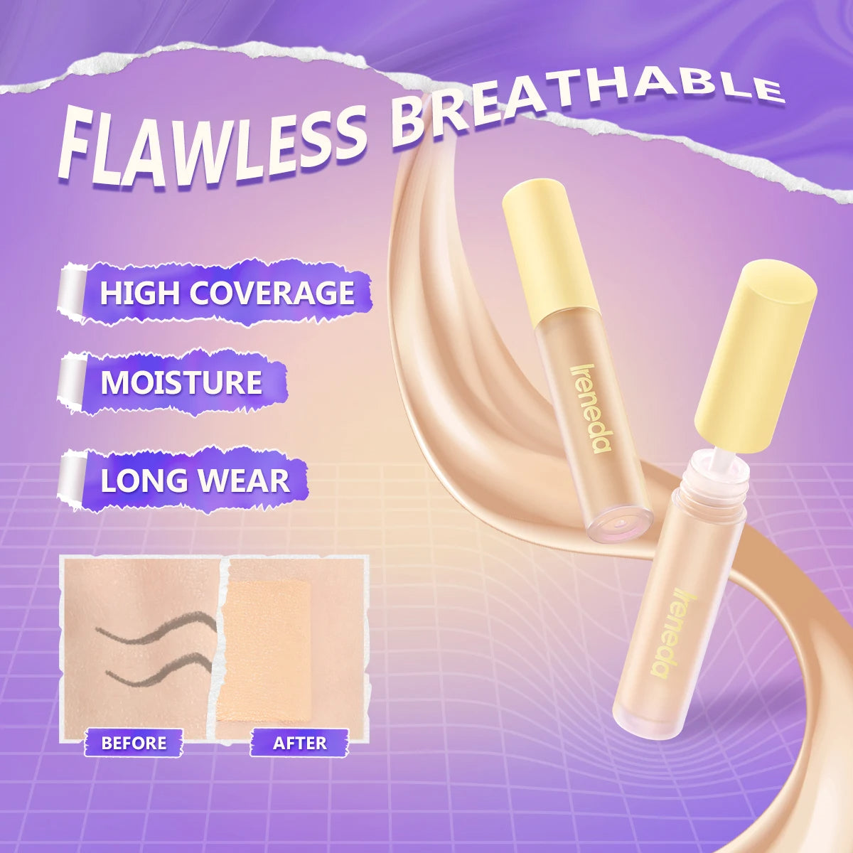 Full Coverage Breathable Moisturizing Liquid Foundation Face Makeup