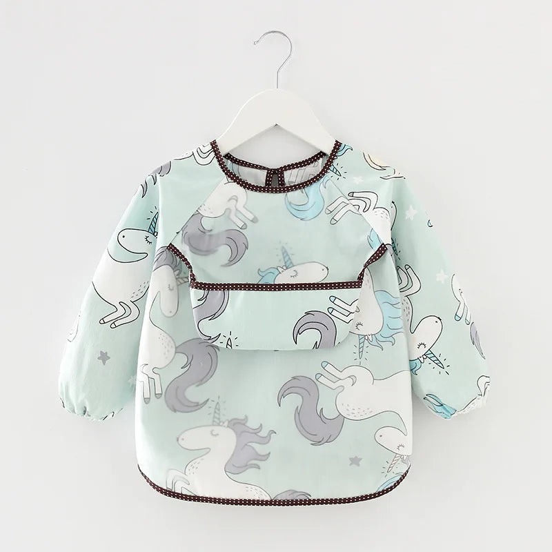 Waterproof Long-Sleeved Bibs Blouse for Newborns (0-2 Years)