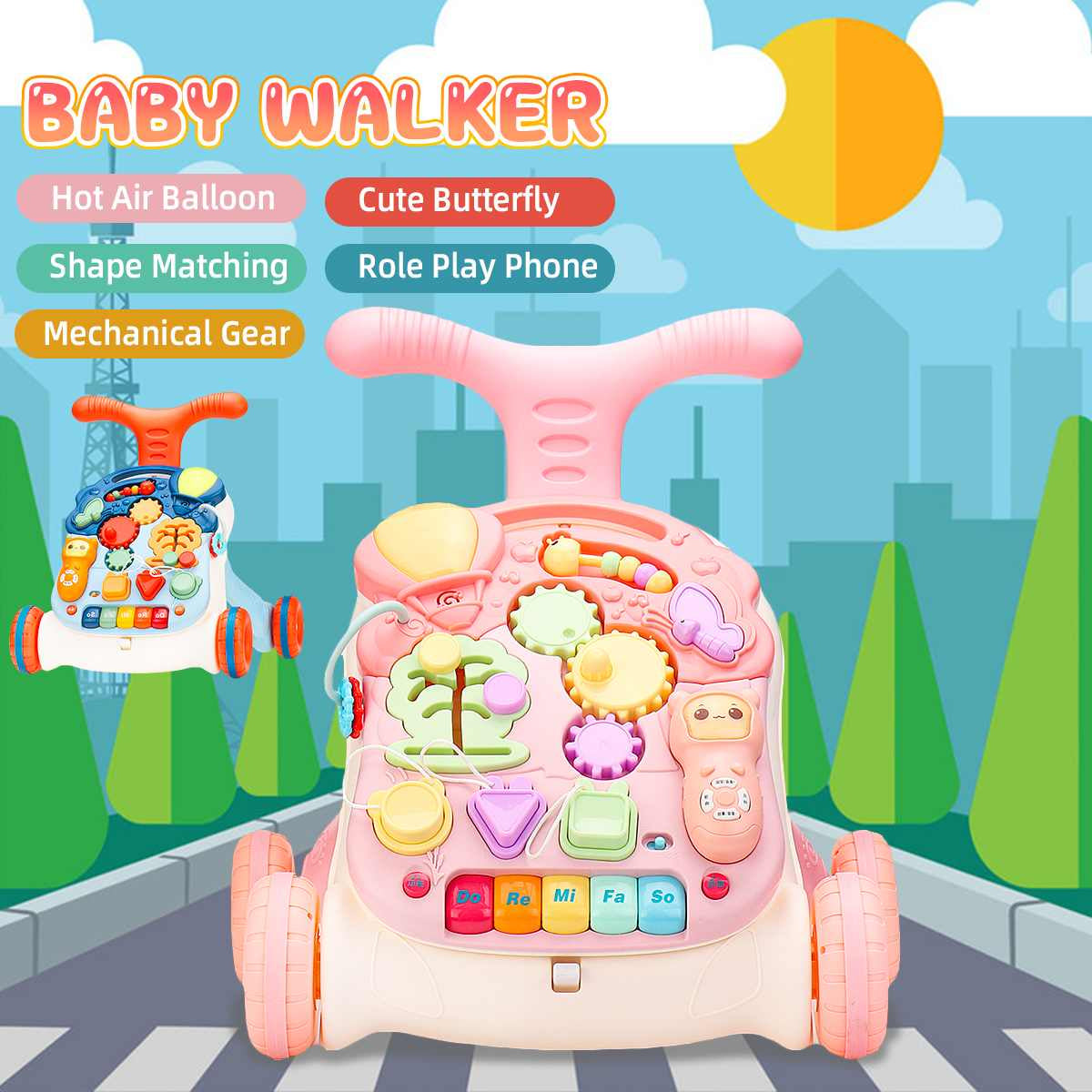 Multifunction Baby Walker Sit-To-Stand