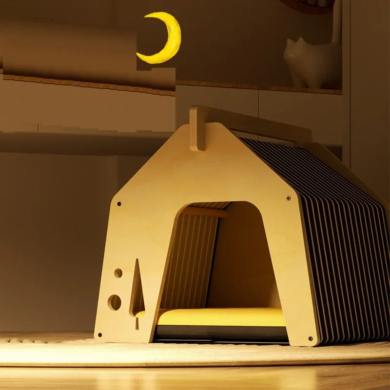 CozyPaws Haven: Handcrafted Wooden Retreat for Small Animals