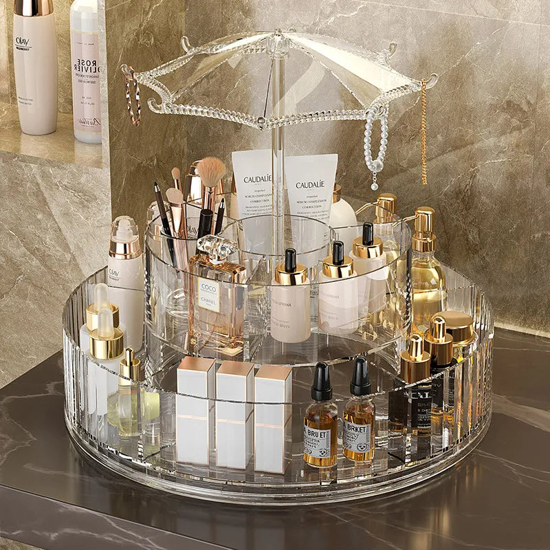 large capacity rotatable skincare product storage rack