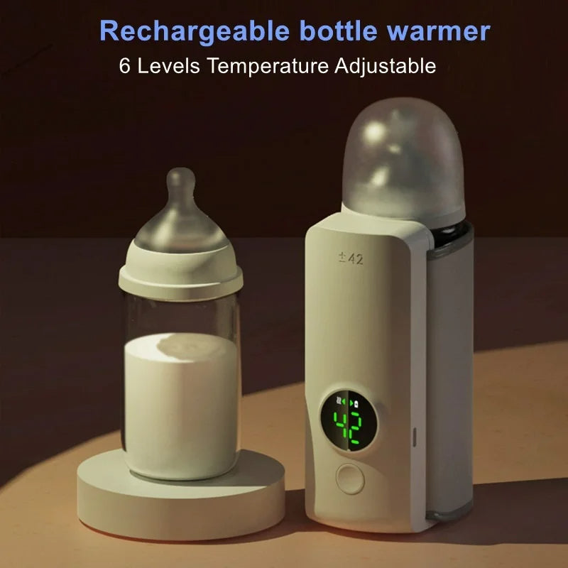 WarmBuddy Rechargeable Baby Bottle Warmer: Adjustable Temperature with Display and Sleeve