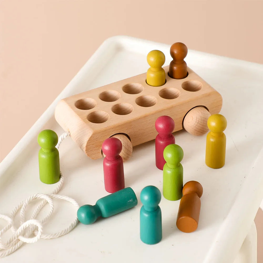 Wood Colorful Beech Trolley Toys