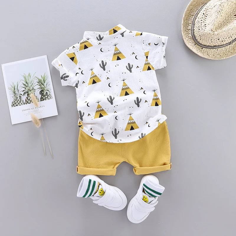 Cool Pyramid Summer Short-Sleeved Shirt Set for Baby Boys