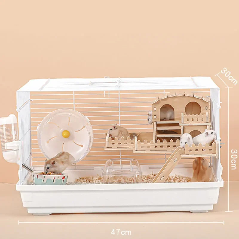 Pet Hamster Cage Transparent Double Deck Villa