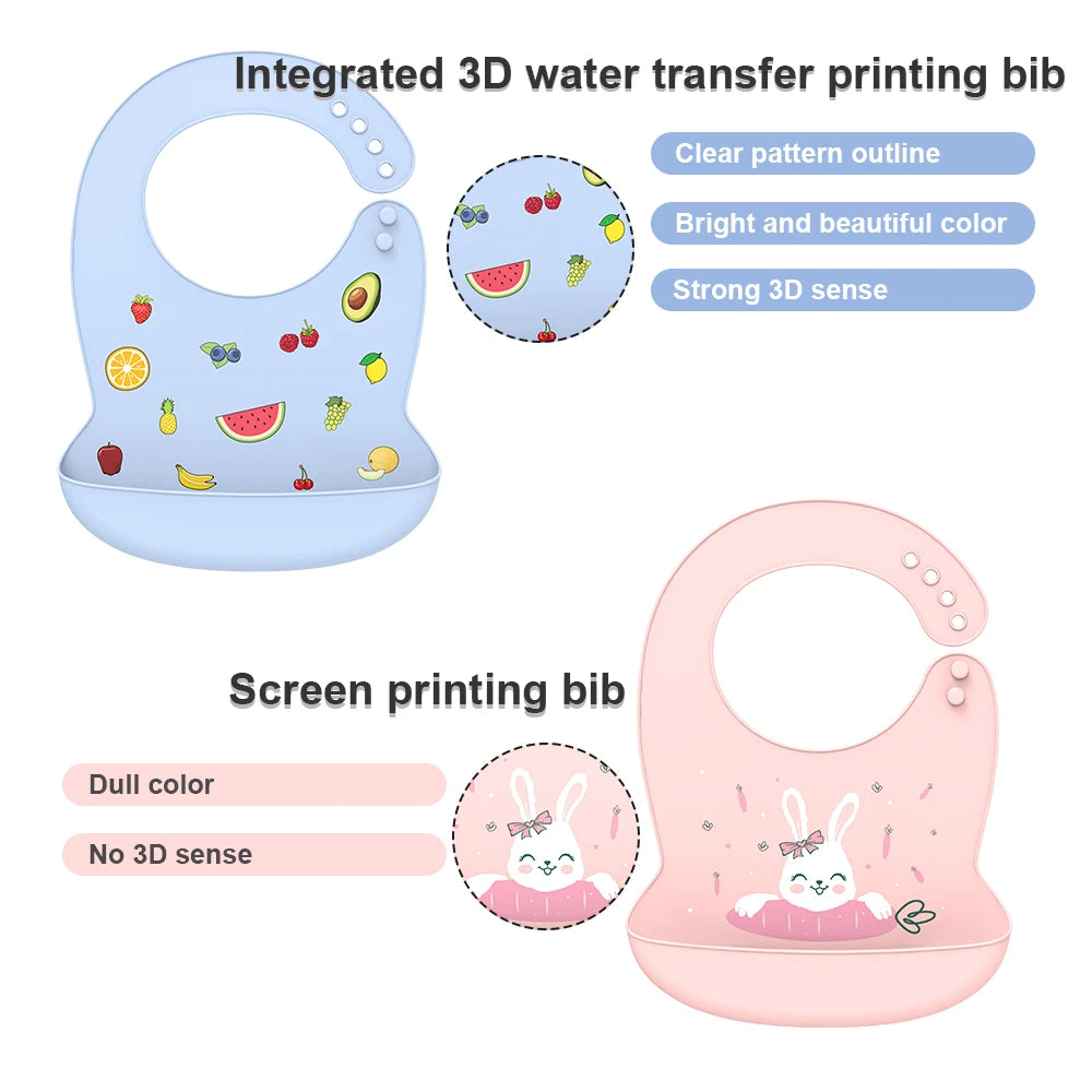 Cartoon Silicone Baby Bibs - Waterproof Saliva Dripping Banana Design