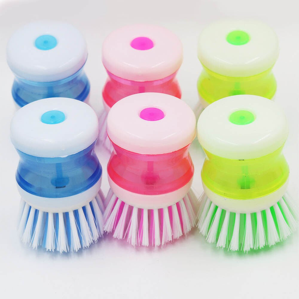 Liquid Soap Dispenser Plastic Pot Dish Cleaning Brush