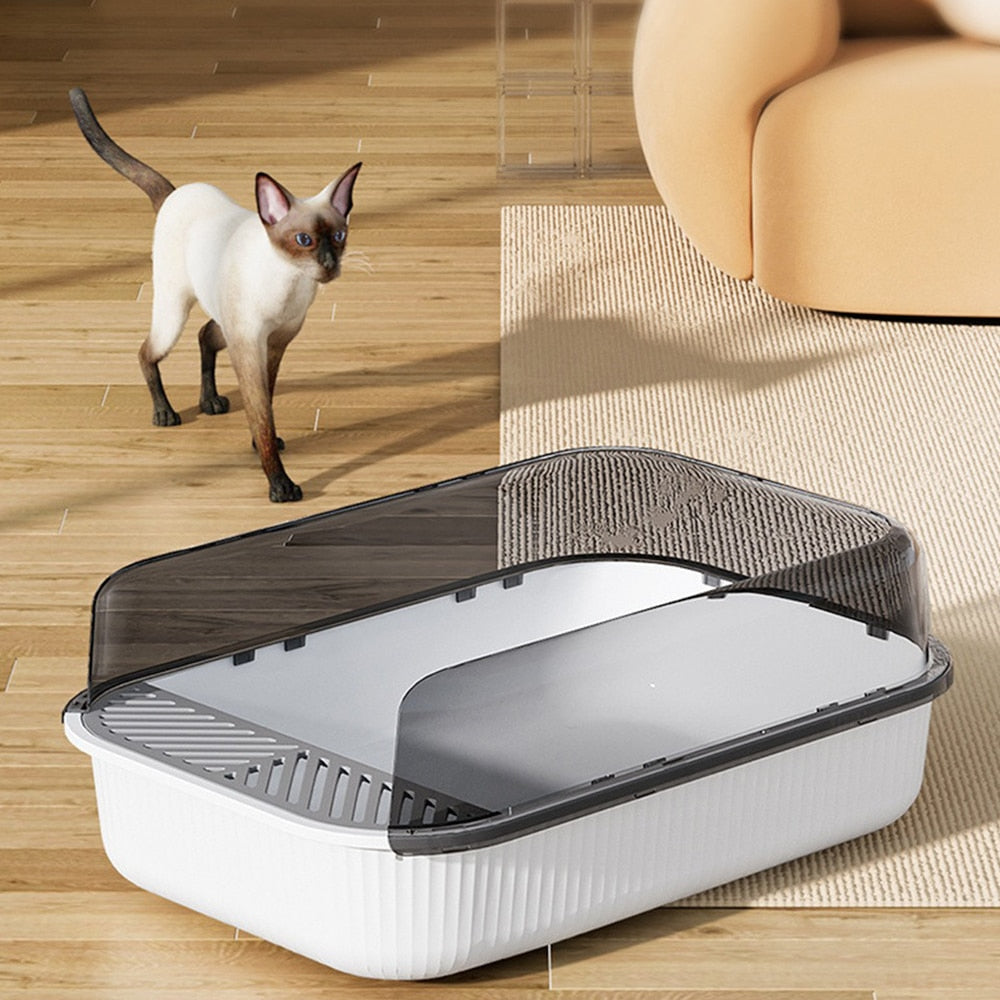 Semi-enclosed Plastic Sand Box Pet Toilet