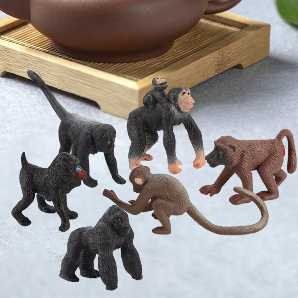 Tabletop Decoration Miniature Creatures Action Monkey Figures for Ages 3+