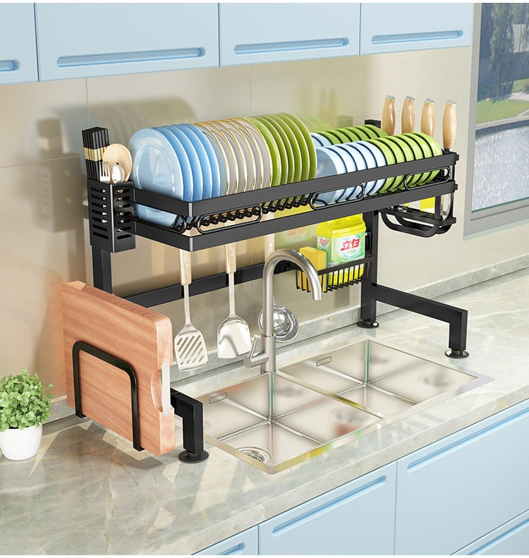 1/2 Tier Kitchen Storage  Shelf Above The Sink Dish Storage Rack Set