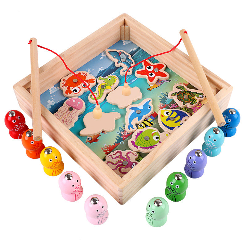 Wooden Magnetic Fishing Toys for Kids