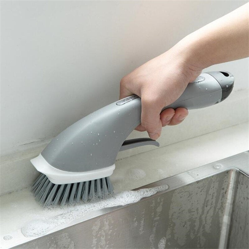 2 In 1 Bathroom Cleaning Brush Soap Dispenser Floor