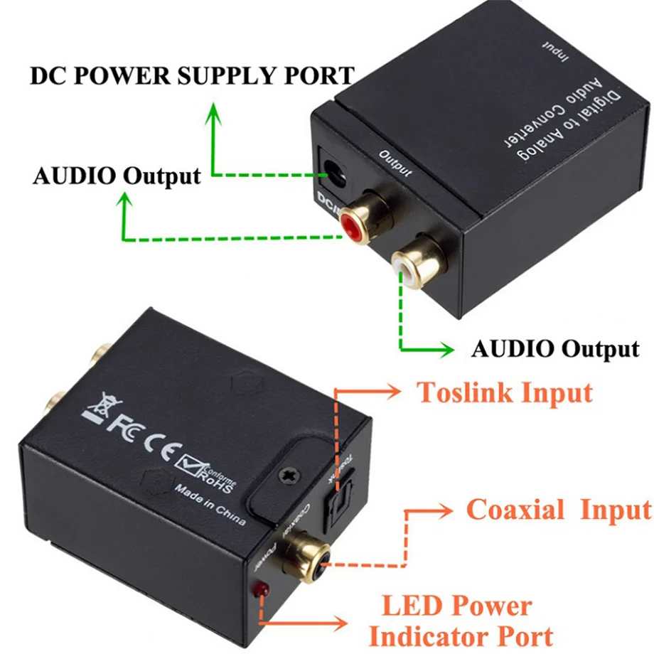 Digital to Analog Audio Converter Support Bluetooth 4.0 Optical Fiber