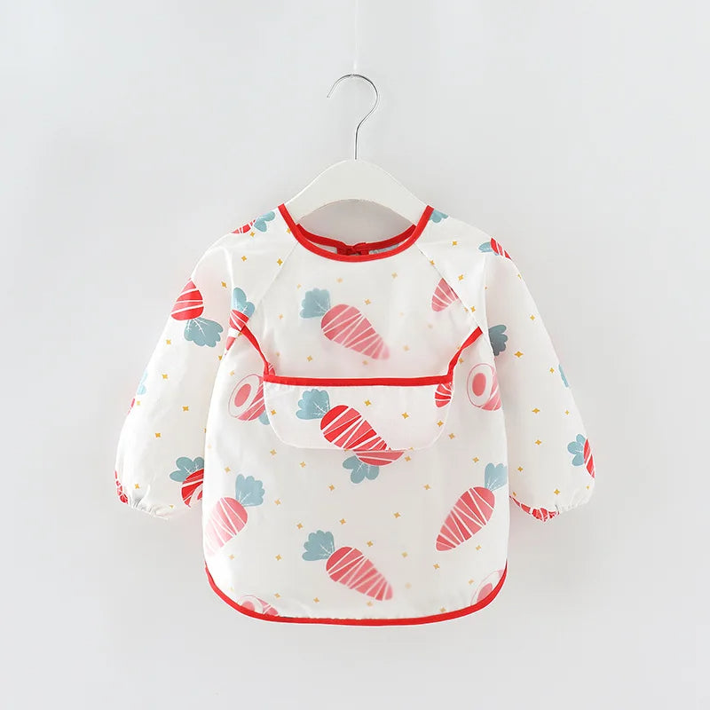 Waterproof Long-Sleeved Bibs Blouse for Newborns (0-2 Years)