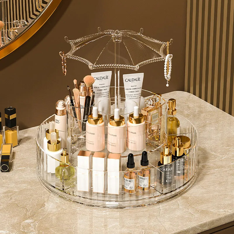 large capacity rotatable skincare product storage rack