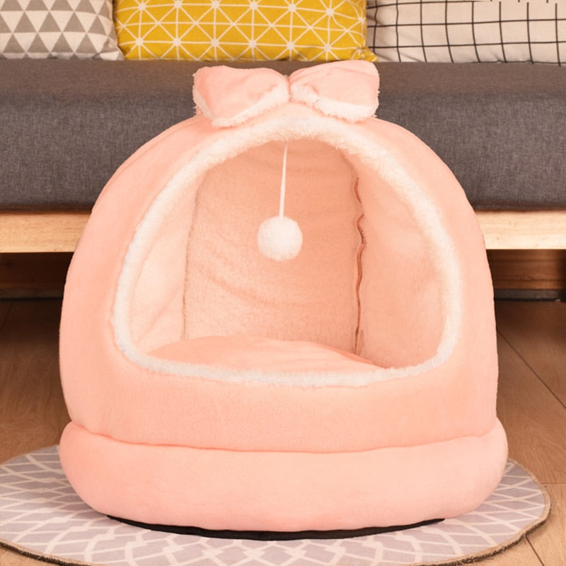 Cute Winter Cat Bed Semi-Enclosed For Cats