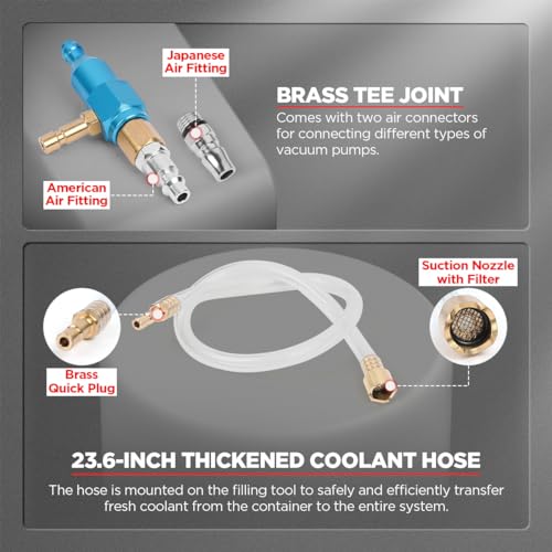 Universal Coolant Vacuum Filler Tool with 5 Adapters