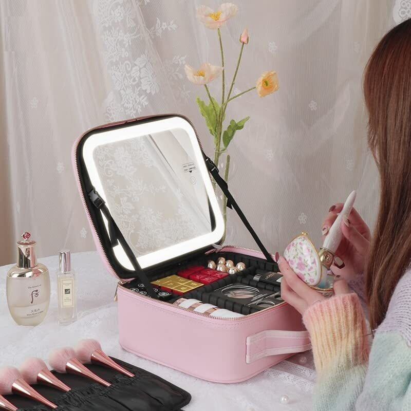 New LED Lamp Professional Makeup Case With Mirror