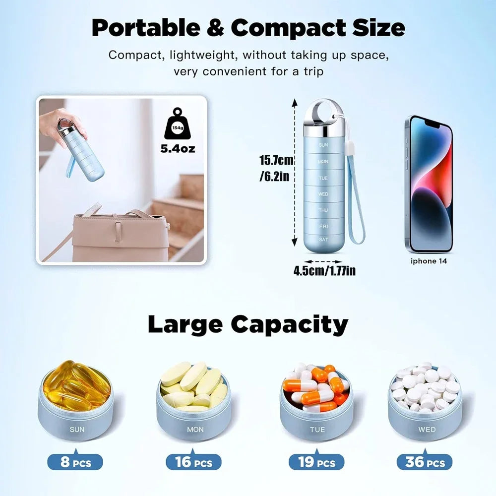 Portable Waterproof Metal Travel Pill Organizer