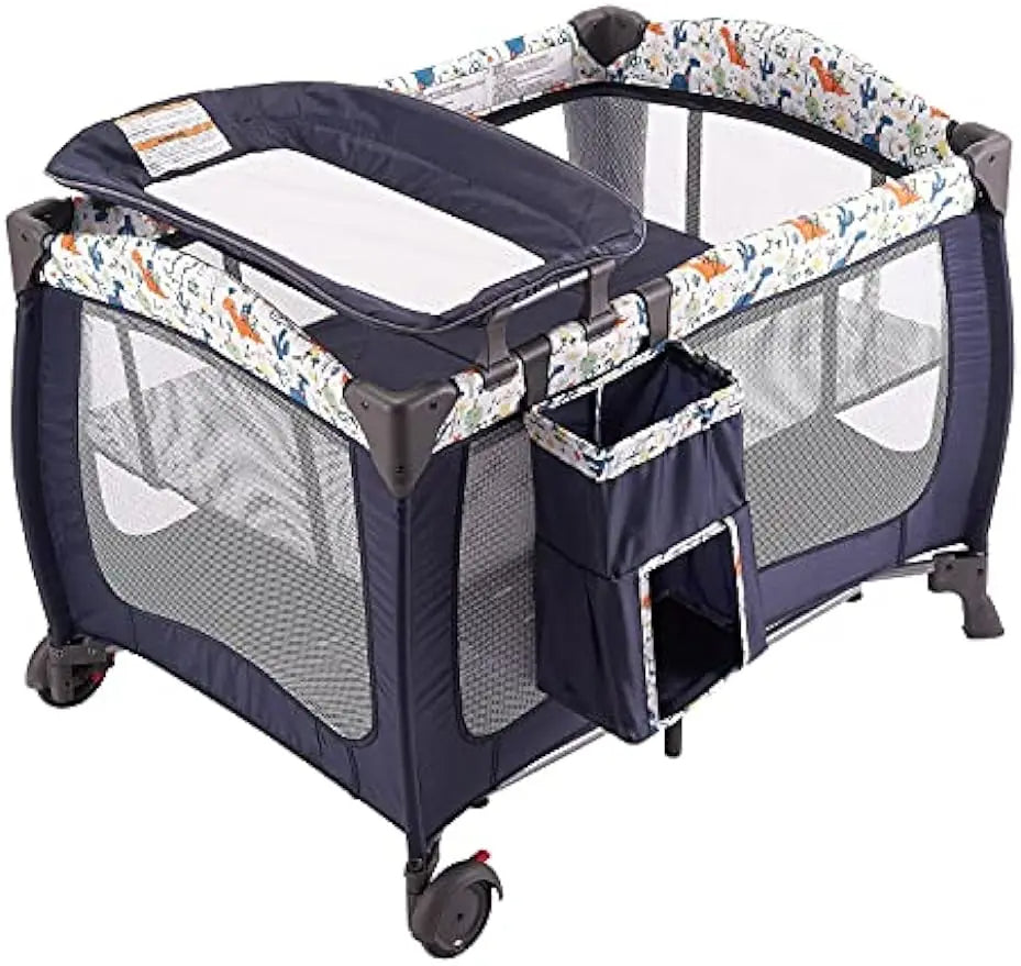 Portable Baby Nursery Center Play Yard with Wheels