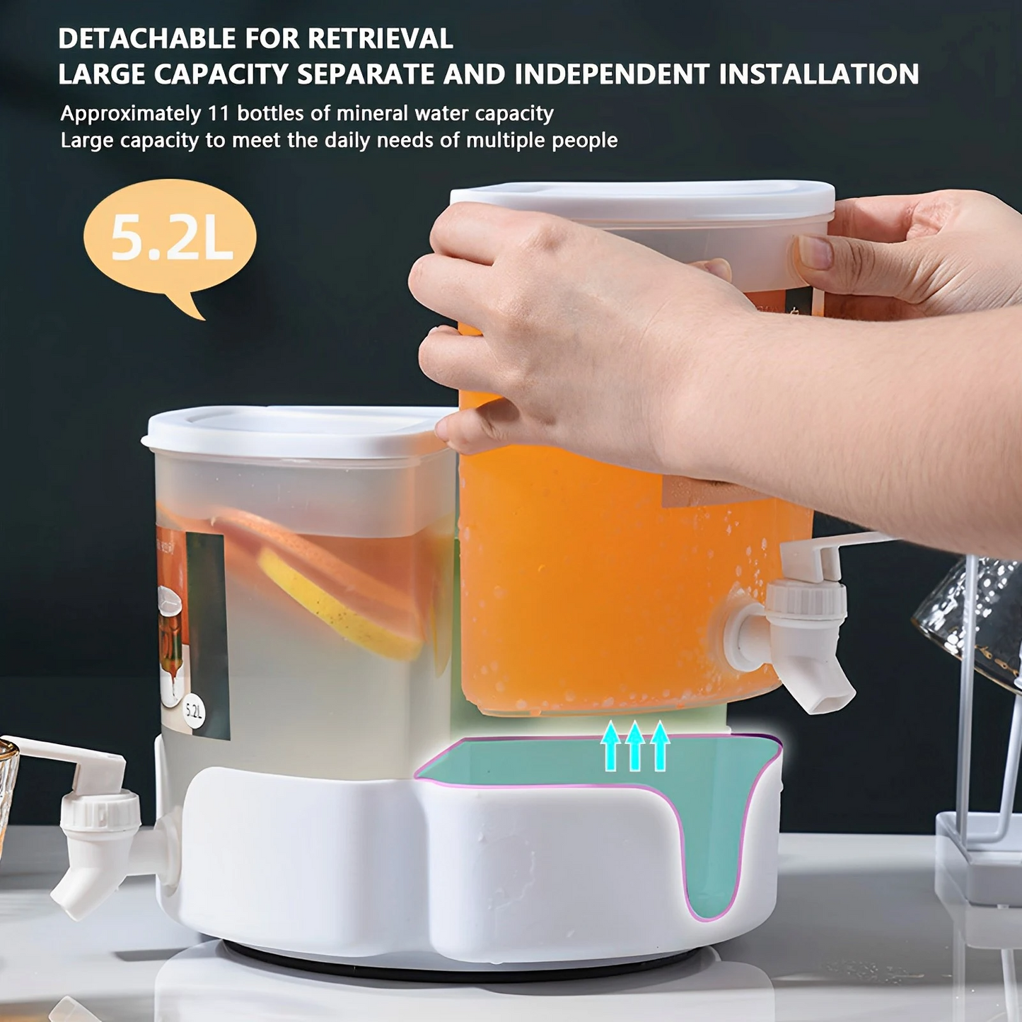 5.1L Drink Dispenser With Leakproof Faucet 360° Rotatable Juice Jug