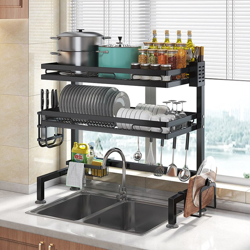 1/2 Tier Kitchen Storage  Shelf Above The Sink Dish Storage Rack Set