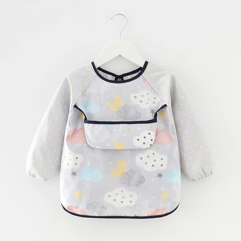 Waterproof Long-Sleeved Bibs Blouse for Newborns (0-2 Years)