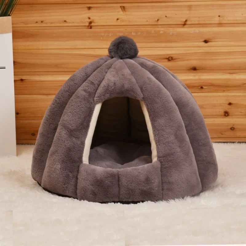 Deep Cave Indoor Nest Warm Comfort Cat Bed