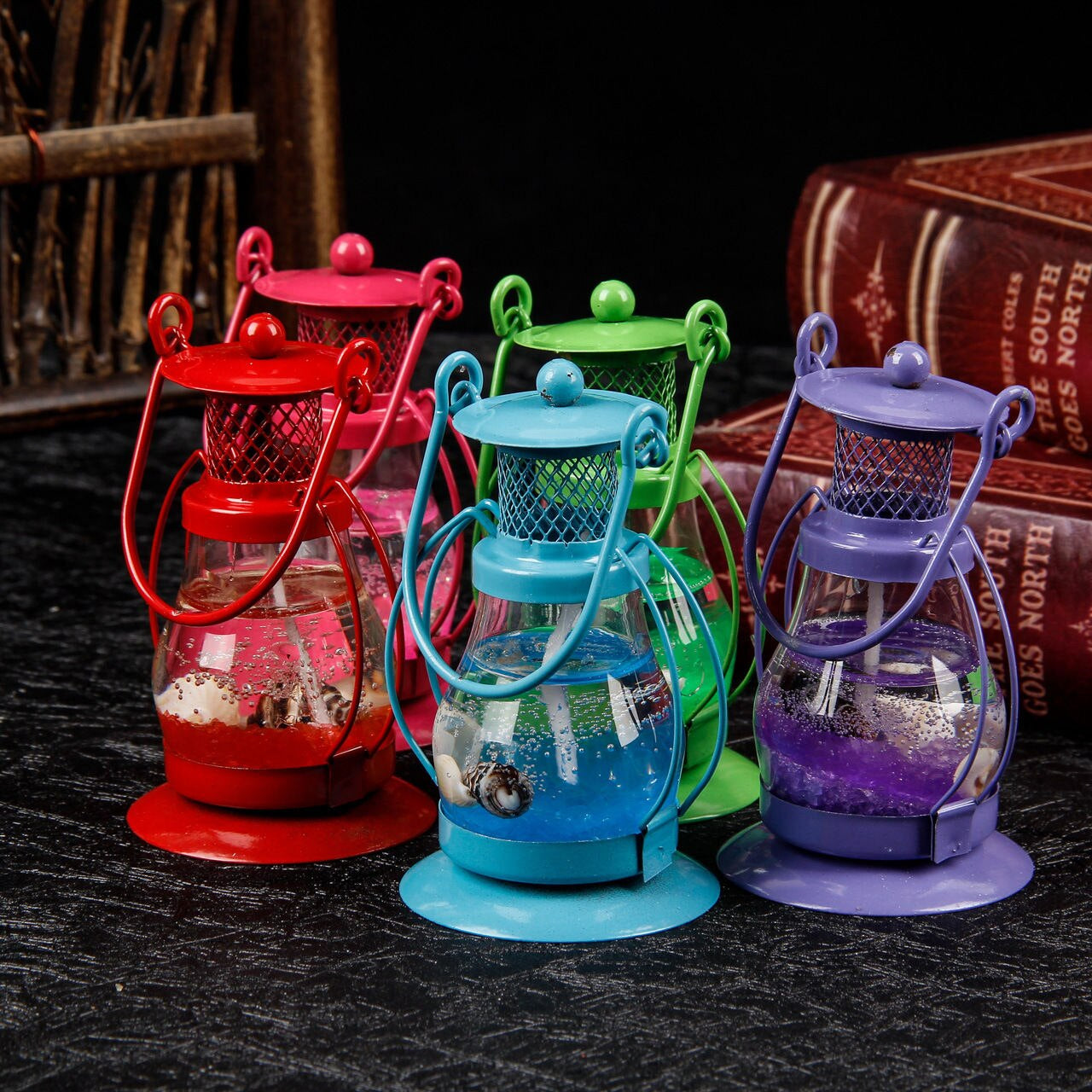 1pc Small Ocean Kerosene Lamp Shaped Jelly Candle Party Atmosphere Furnishings Candle for Nostalgia Lamp