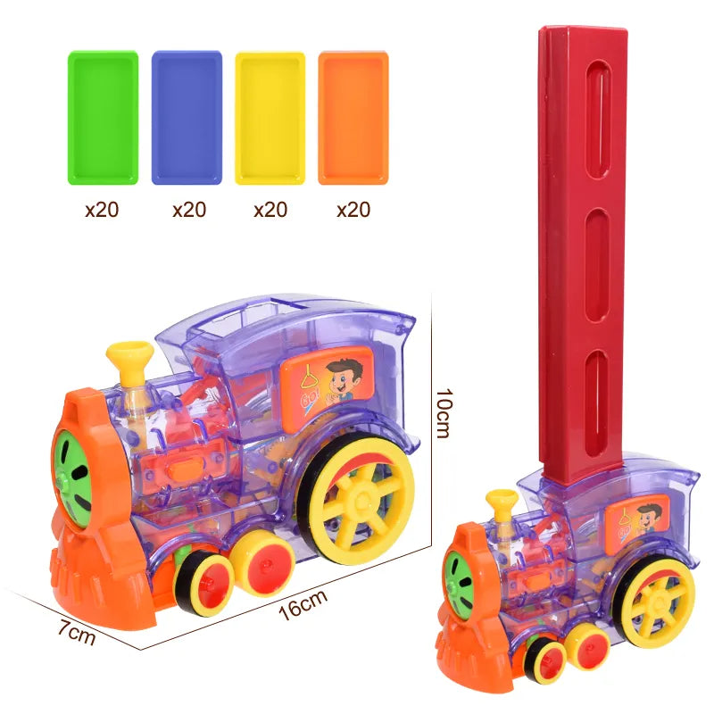 Kids Electric Domino Automatic  Sound Light Train Car Set