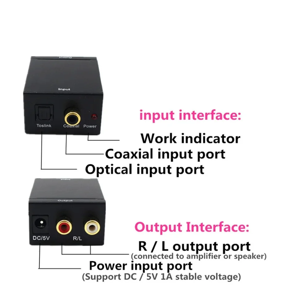 Digital to Analog Audio Converter Support Bluetooth 4.0 Optical Fiber