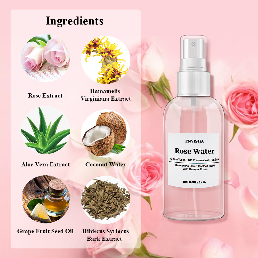 ENVISHA Rose Water For Face Facial Skin Care Toner