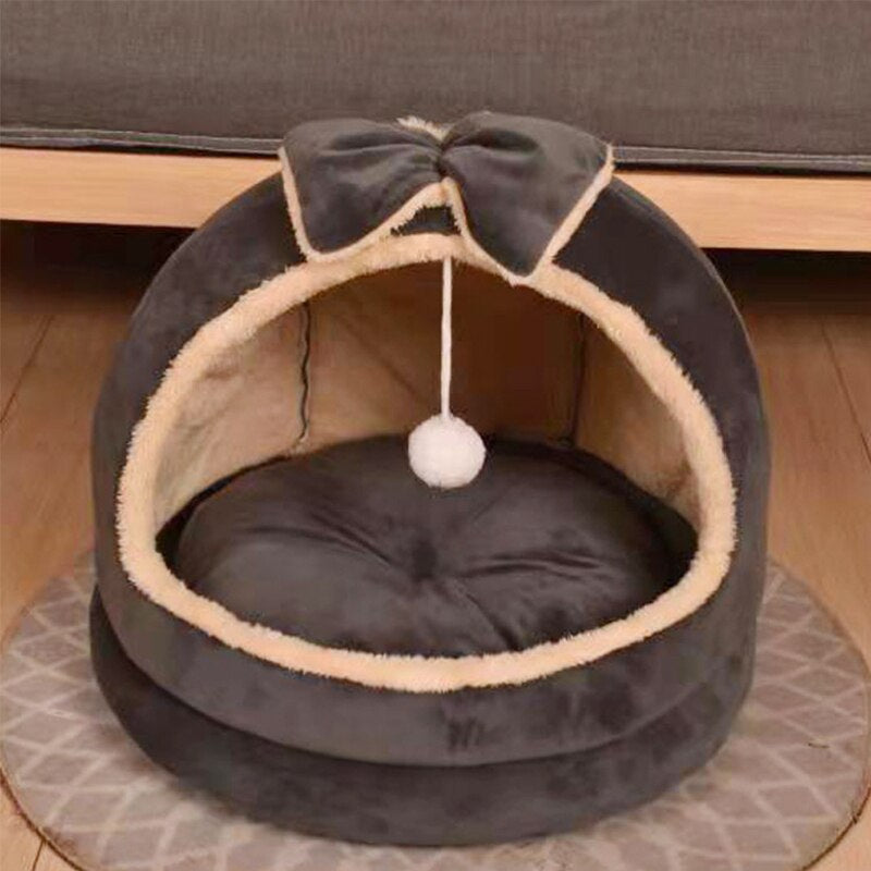 Cute Winter Cat Bed Semi-Enclosed For Cats