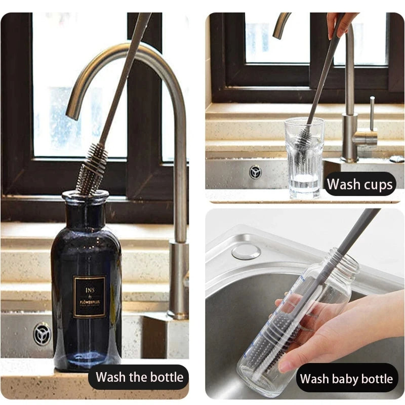 Water Bottle Glass Cup Cleaning Brush Tool